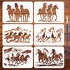 6Pcs 6 Styles PET Hollow Out Drawing Painting Stencils for DIY Scrapbook Photo Album Horse 297x210mm 1pc/style