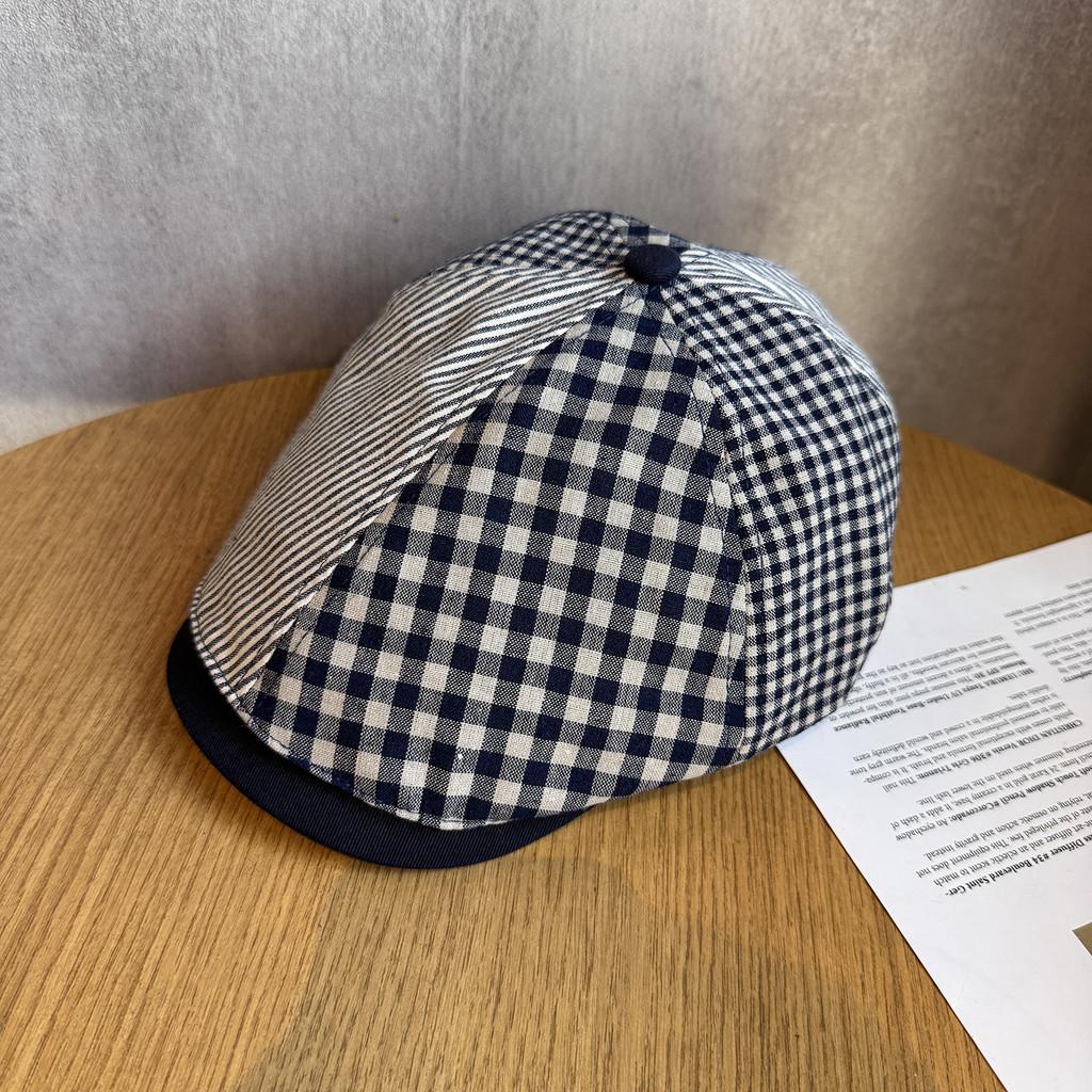 Color Grid Solid Vintage Beret Women Adjustable Fit Sunshade All Cap Seasons