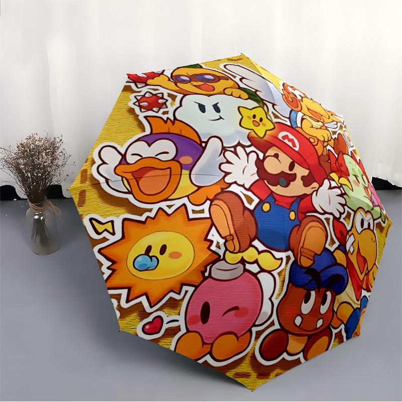 1pc Mario Characters Automatic Open/close Folding Portable Umbrella with 8-Rib Structure for Women/Men, All-Season Use 124