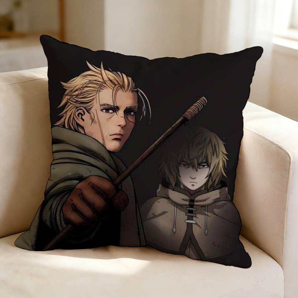 VVinland SSaga Anime TThorfinn  Square DoubleSided printed Pillow Case Bedroom Bedside Pillow Sofa Cushion Cover