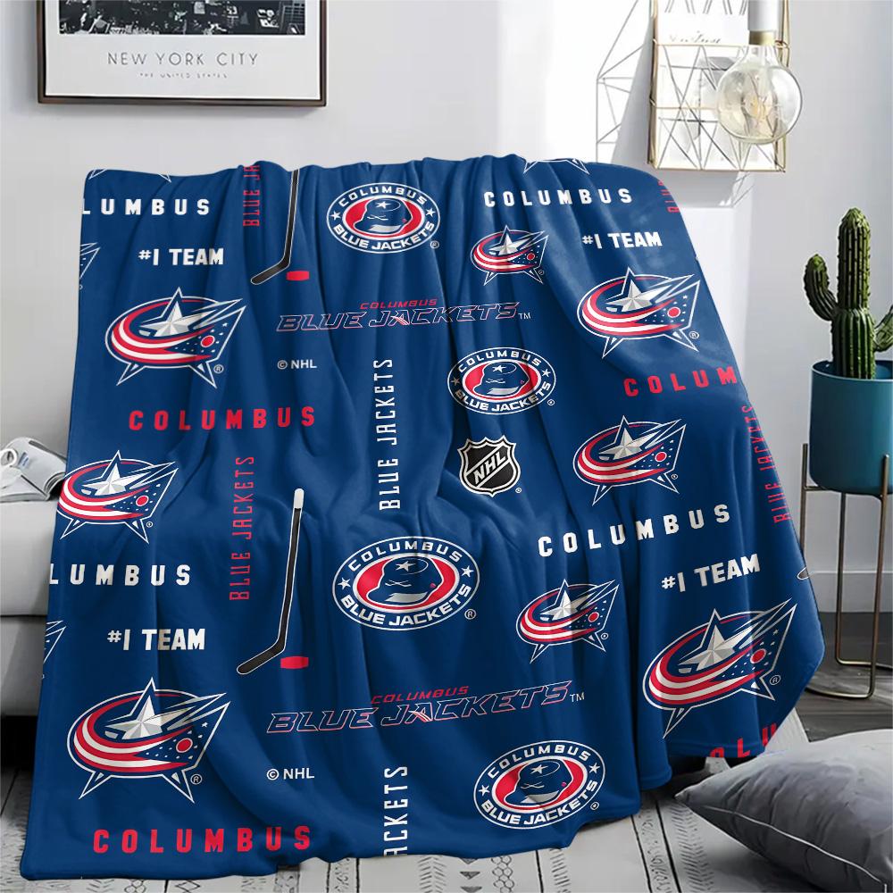 Columbus Blue Jackets Print Flannel Blanket, High quality Comfortable for All Seasons, Home Decor, Warmth and Comfort, Perfect for Christmas Gifts