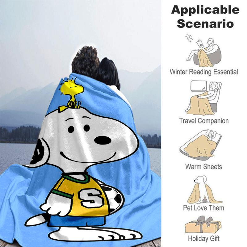 1pc Snoopy Sports Jersey Flannel Blanket Soft Warm Throw Blanket for Bedroom Living Room Bed Travel Camping Picnic Gift. MT7160176