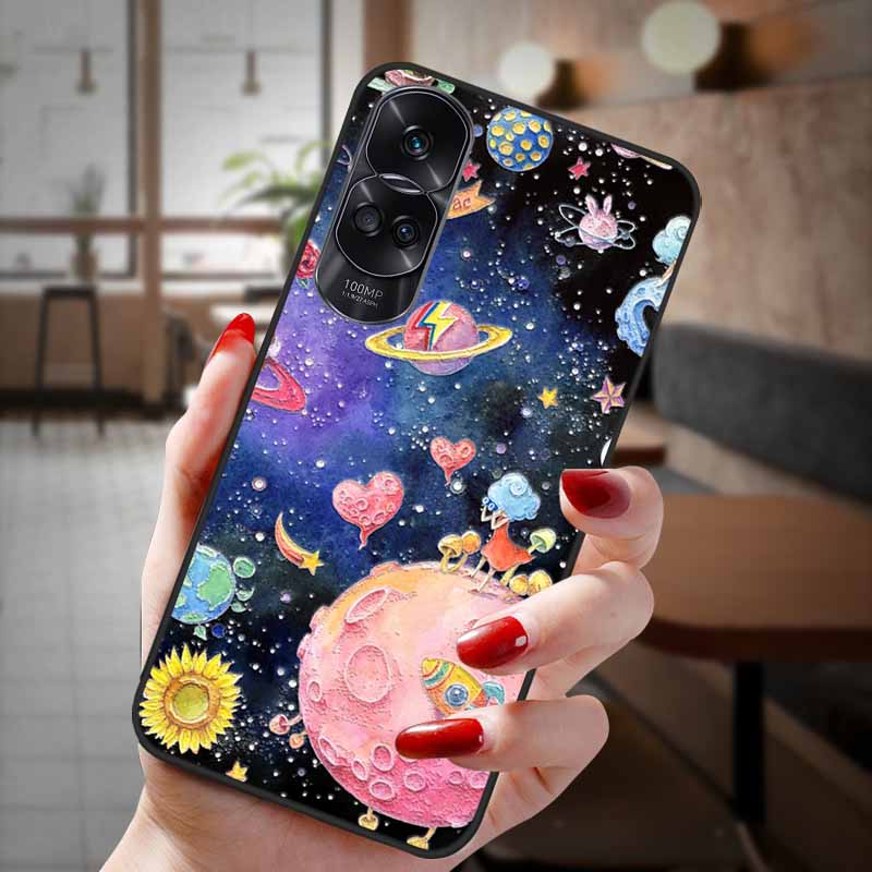 For Honor 90 Lite 5G Case 3D Flower Relief Emboss Silicon Back Cases For Honor 90 Cover Honor90 Pro 90Pro 90Lite Soft Protective