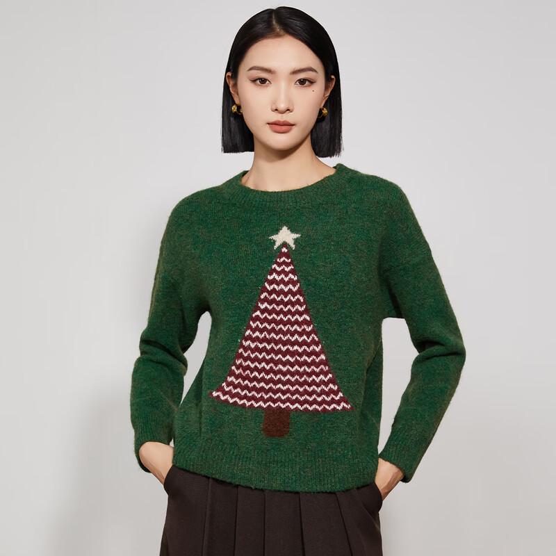 

Tatuer Women s Winter Christmas Jacquard Round Neck Sweater F