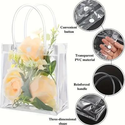5/10/20PCS PVC Transparent Tote Bag Holiday Party Gift Packaging Box Can Be Buttoned Up Tote Bags