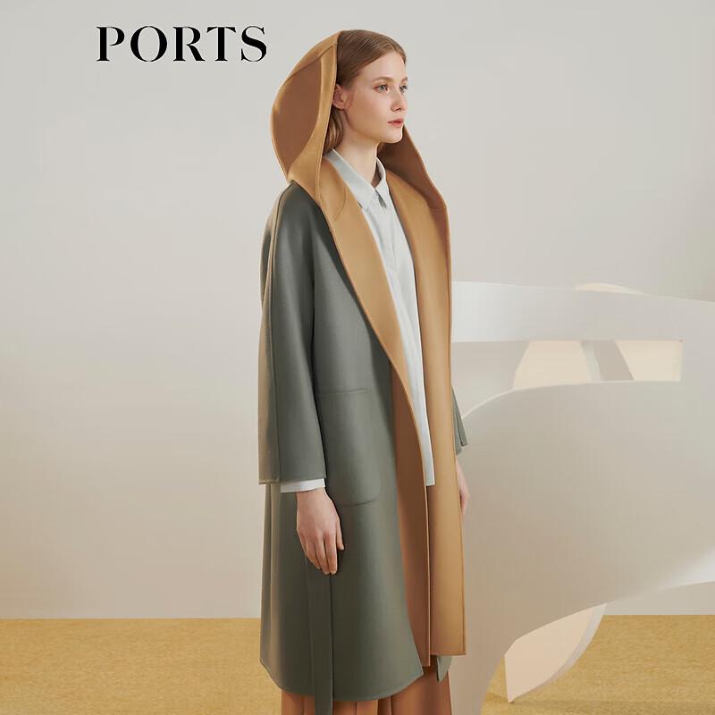 PORTS Women's 100% Cashmere Long-Sleeve Mid-Length Coat