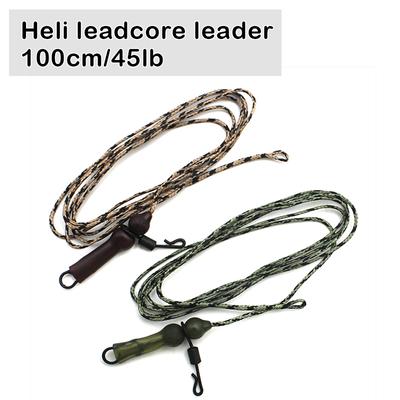 2 szt. Przypon karpiowy żyłka Heli Leadcore Leader 100cm/45lb Camo Green/Camo Brown dla karpia helikopter Rig akcesoria sprzęt