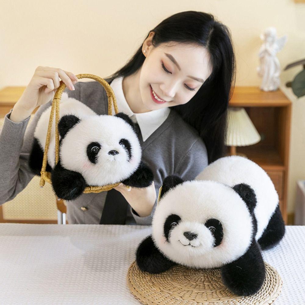 Crouching Posture Panda Stuffed Doll Sitting Posture Soft Panda Plush Doll  Room Decoration