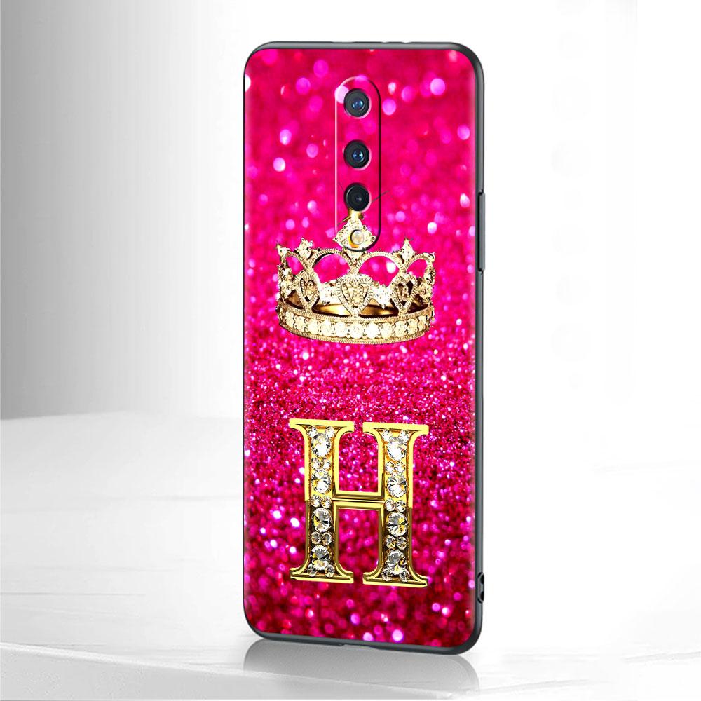 

Противоударный чехол для OnePlus Nord 2 5G 10 9 7 8 Pro 8T для Oppo A53 A16 A15, черный силиконовый чехол с бриллиантовой короной и буквой A Oppo A15(A15s)