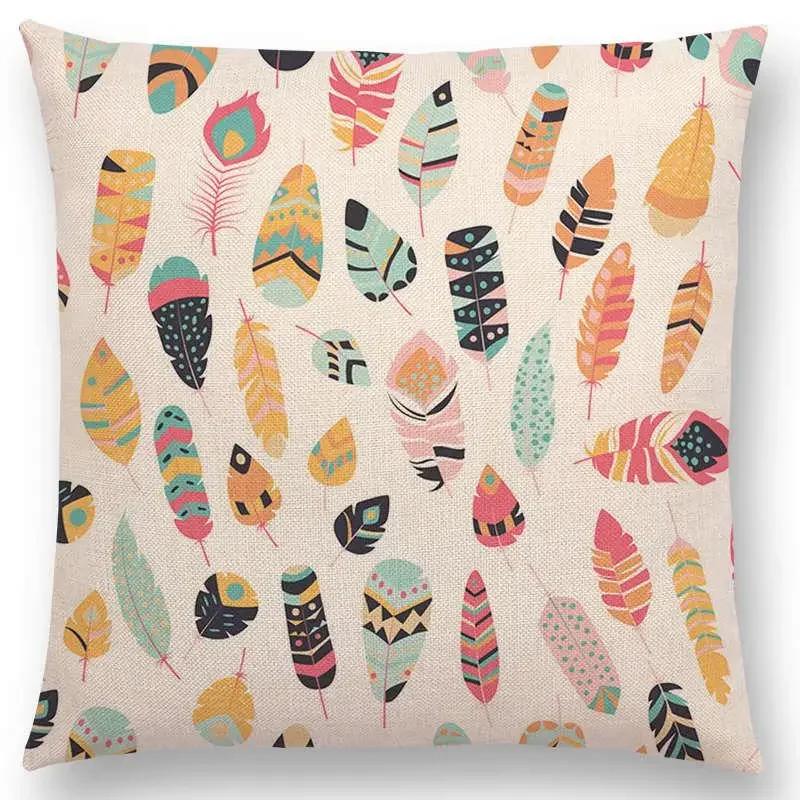 Feather Pattern Decorative Letters Cushion Cover Beautiful Word Be Brave Kind Dream Home Decor Sofa Throw Pillow Case