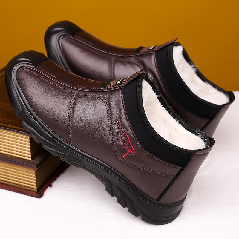 Large Size Old Beijing Cloth Shoes Men's Cotton Shoes Winter Velvet Warm Men's Shoes Soft Sole Non-slip Middle-aged and Elderly Father