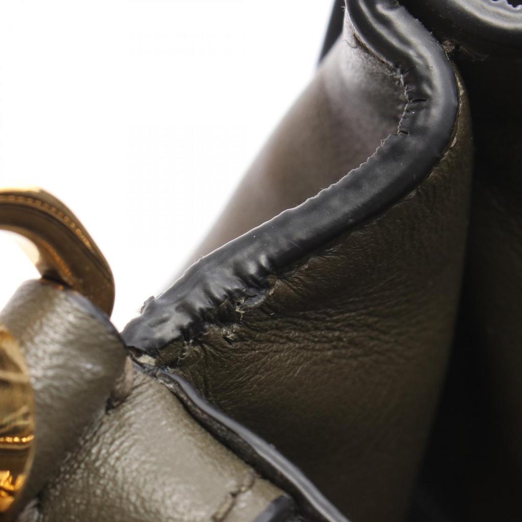 Used Miu Miu 2WAY Handbag RN1078 Leather Khaki Black Blue Used Women