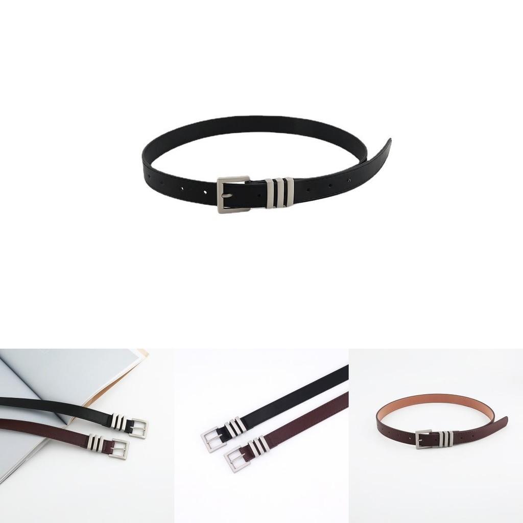 Buckle Polished Metal Womens Belt In Solid Color Versatile Paired With Jeans