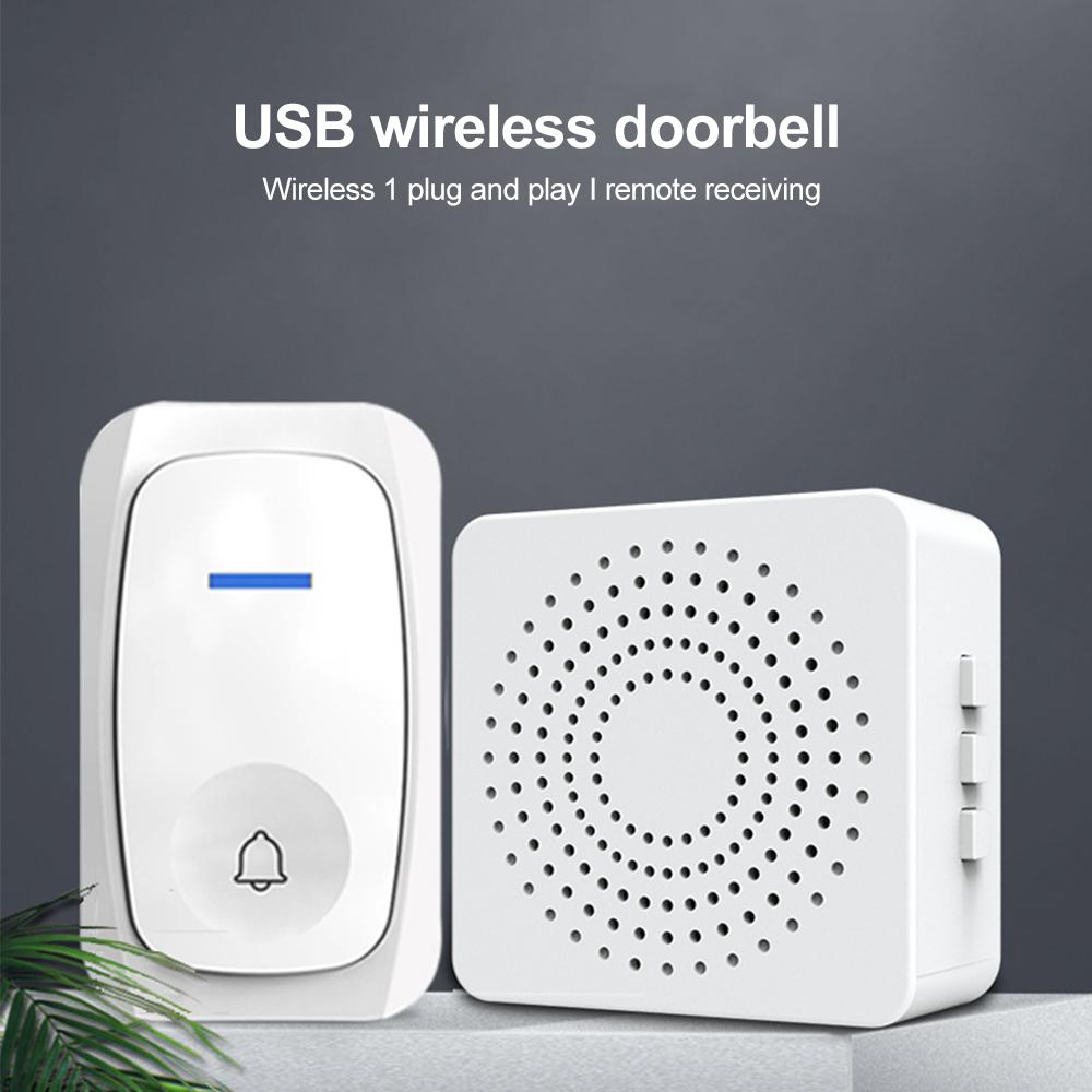 USB Wireless Doorbell Smart Welcome Door Bell Three-speed Volume 38 Songs Melodies Doorbell For Home Bed Call Emergent Call