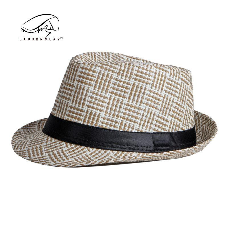 

Spring and summer outdoor sun protection visor hat male British retro top hat beach hat female straw jazz hat male M（56-58cm） темно-коричневого кольору
