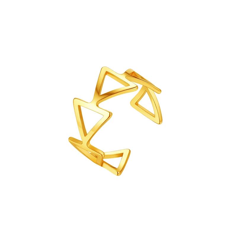 Multiple Styles 14K Gold Color Open Ring Cuffs for Women Arrow Heart Leaf Bamboo Layers Wrapped Resizable Ring Jewelry Gift