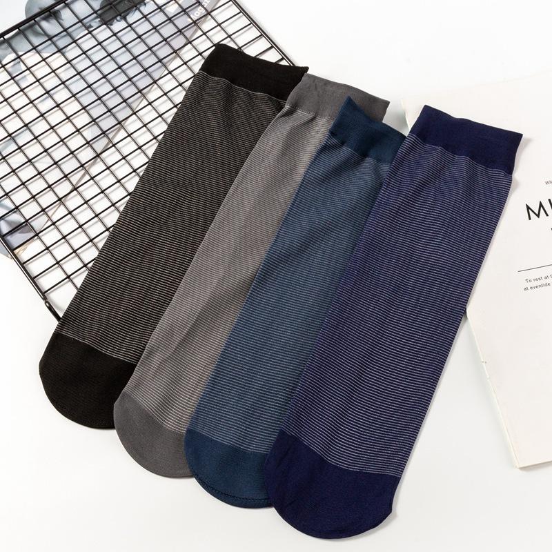 10 Pairs Men's Color Matching Cotton Socks Thin Men's Striped Socks Breathable Sweat-absorbent Mid-tube Business Short Socks