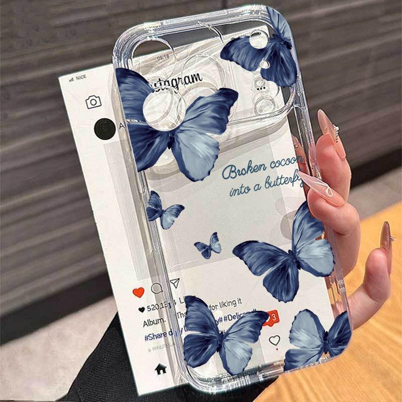 Gold Butterfly Transparent Phone Case For Samsung Galaxy A57 A56 5G A36 A26 A16 A07 A55 A15 A54 S26 S25 Ultra S24 S23 Plus FE