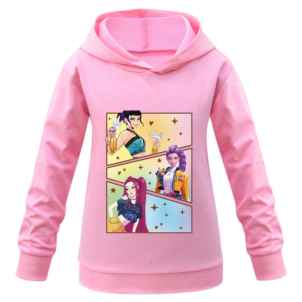 Kids Girls Anime Cartoon K-POP Rumi Zoey Mira Printed Casual Long Sleeves Sweatshirt Hoodies