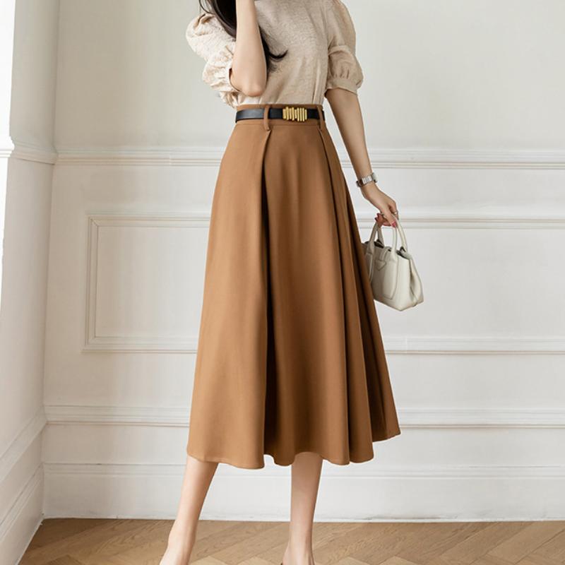 Costum pentru femei Fusta de vară Moda coreeană Talie înaltă Chic Elegantă Femeii A-line Commuter OL Fusta profesională Ocazie formală