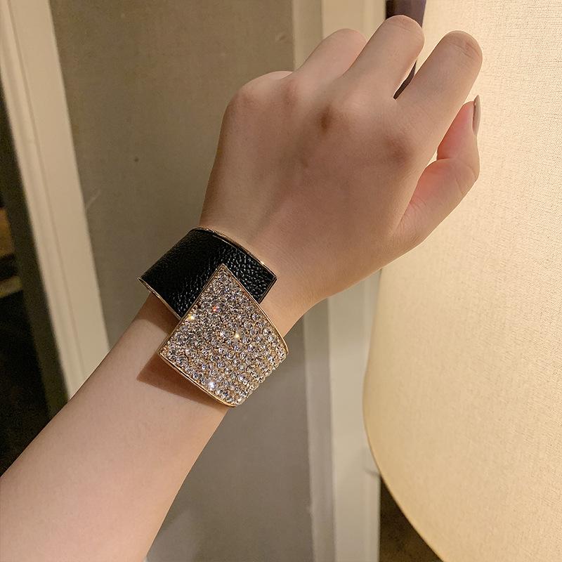 1PC Fashion Personality Zircon Cuff Bracelet Opening Wide Bangle Bracelet Trendy Party Jewelry