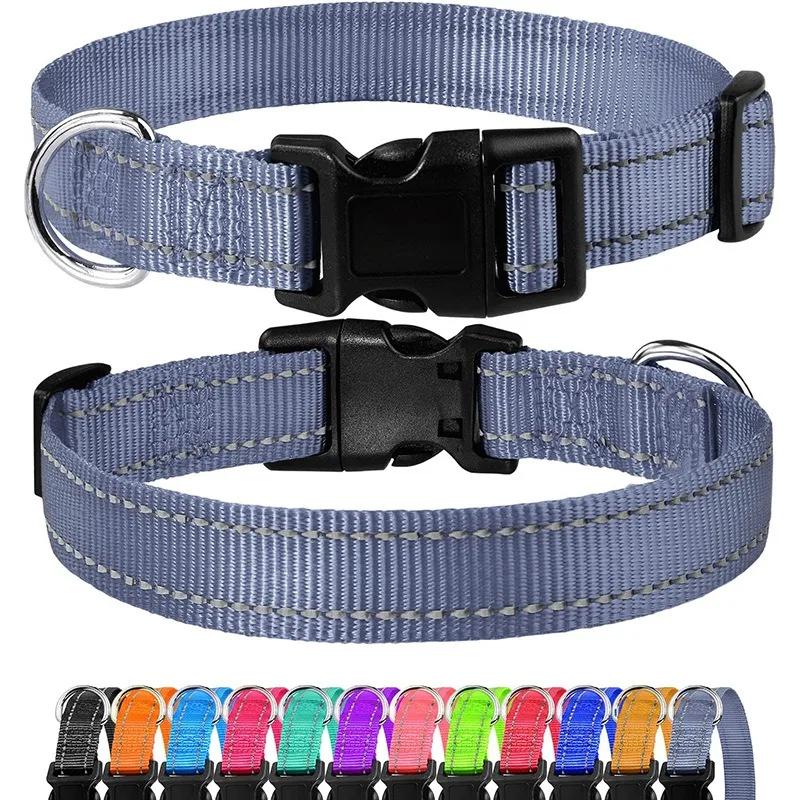 Reflective Dog Collar Strap with Adjustable Safety Nylon Pet Collar Pet Traction Rope Suitable for Small and Medium-Sized Pets