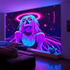 Neon Color Pattern Cyber Girl Fluorescent Uv Tapestry Indoor And Outdoor Family Games Club Party Decoration