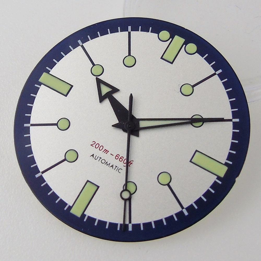 31mm Beige/Black/Red/Blue/White Sterile Dial Face Fit NH35A NH36A ETA2824 PT5000 Automatic Watch Parts Green Lume Arrow Hands
