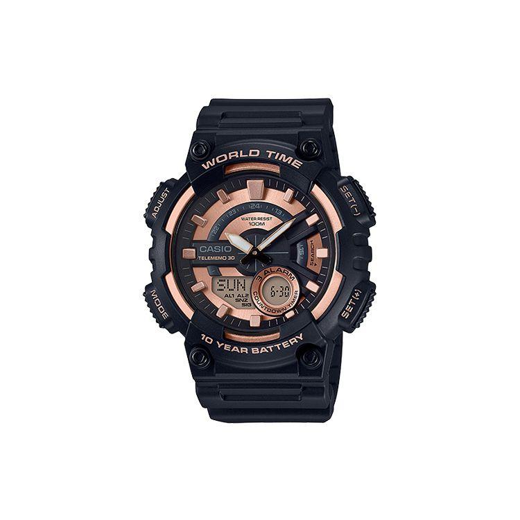 

Casio Youth Series Round Dual Display Ten Year Power Dual Display Quartz Movement Resin Strap Men Watches Coffee AEQ-110W-1A3 Regular Watch Box,Rose Gold Watch Dial