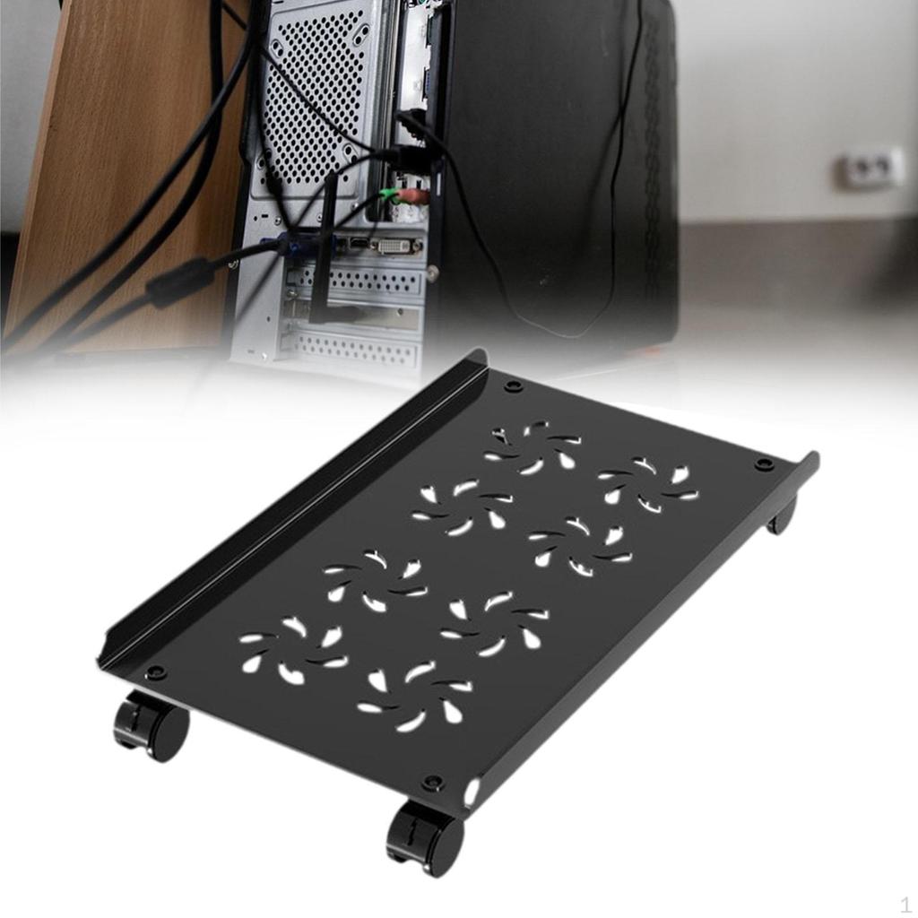 Adjustable Mobile CPU Stand PC Floor Cart Fits Most Telescopic 360° Rotary Under Desk Computer