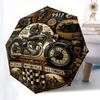 Vintage Motorrad Kunstdruck: Klassischer Biker Dekor Regenschirm, Niedlicher Regenschirm mit Niedlichem Design, Tragbarer 3-fach Kompakter Regenschirm für Herren & Damen, Valentin