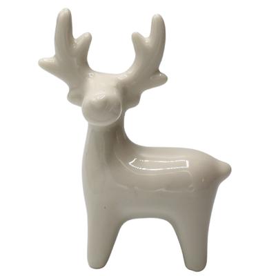Ceramic Reindeer Figurine White Mini 5.2X2.7X7.2