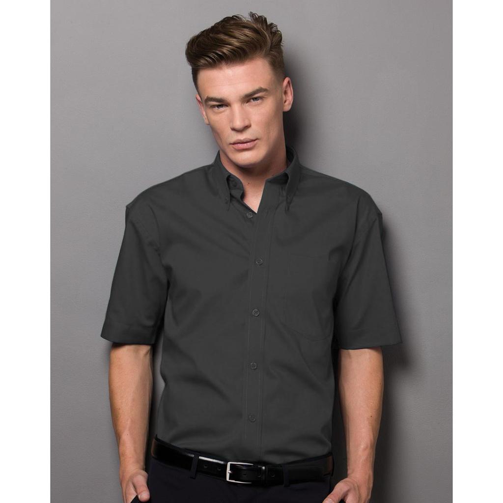 Russell Collection Mens Short Sleeve Poly-Cotton Easy Care Poplin Shirt