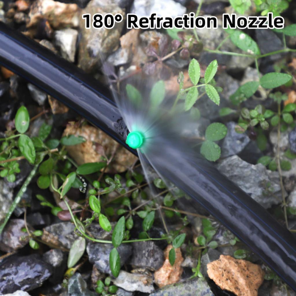 Refraction Nozzle and Spiked Holder Kit 90/180/360 Degree Spraying Head for Garden Lawn Drip Irrigation Micro-Spraying 20/100Pcs