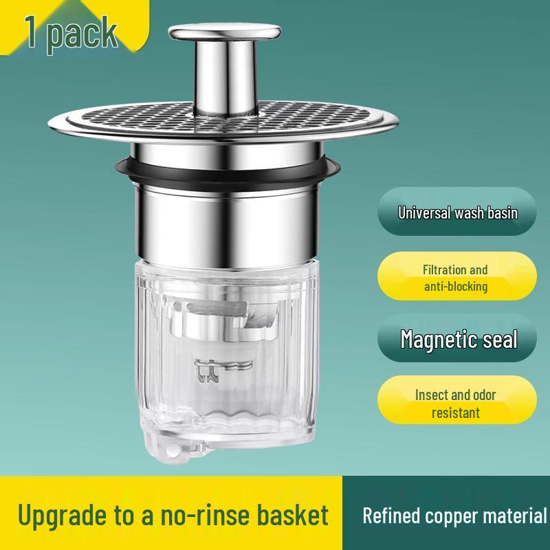 Copper Pop-up Basin Stopper & Anti-Clog Drain Filter