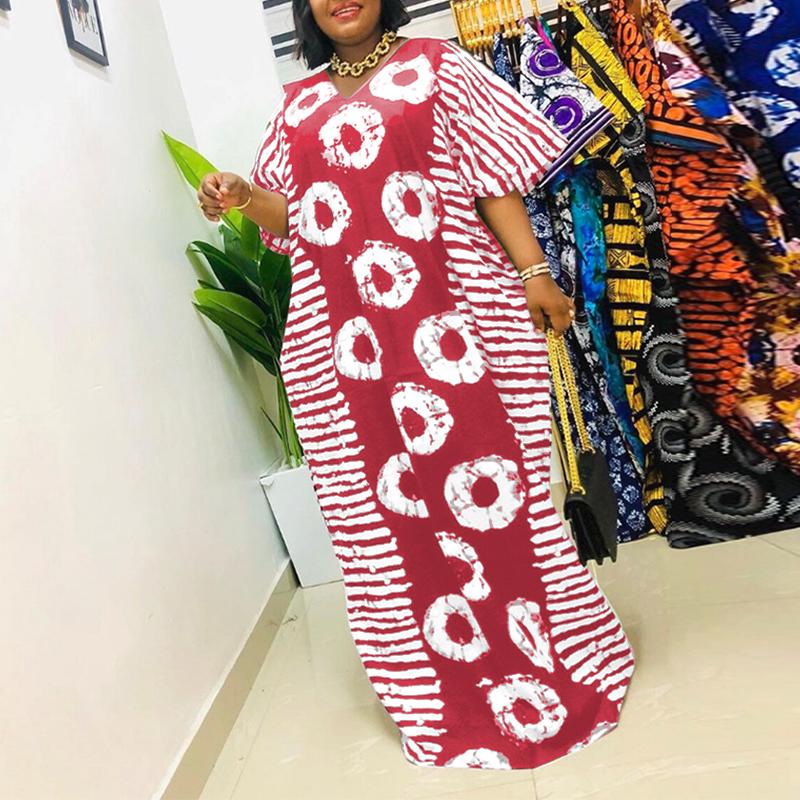 

Женские свободные платья больших размеров с V-образным вырезом и коротким рукавом с принтом 4XL темно-розовый