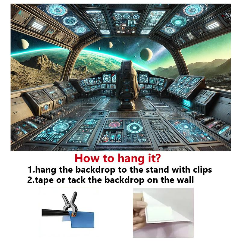 A Background Presenting a Perspective of the Spacecraft Cockpit Is Made of Polyester Fiber. This Multi-functional Background