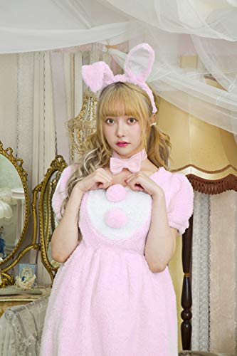 Clearstone Fluffy Animal Cosplay Halloween Strawberry Rabbit Costume for Women, Pink