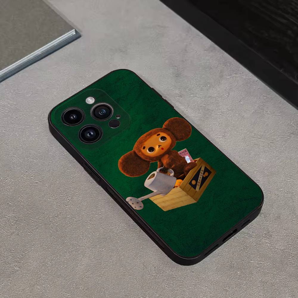 Cartoon C- Cheburashka-es Phone Case For iPhone 16,15,14,13,12,11 Plus,Pro Max,XS,X,XR,SE,Mini,8,7,Soft Silicone Black Cover