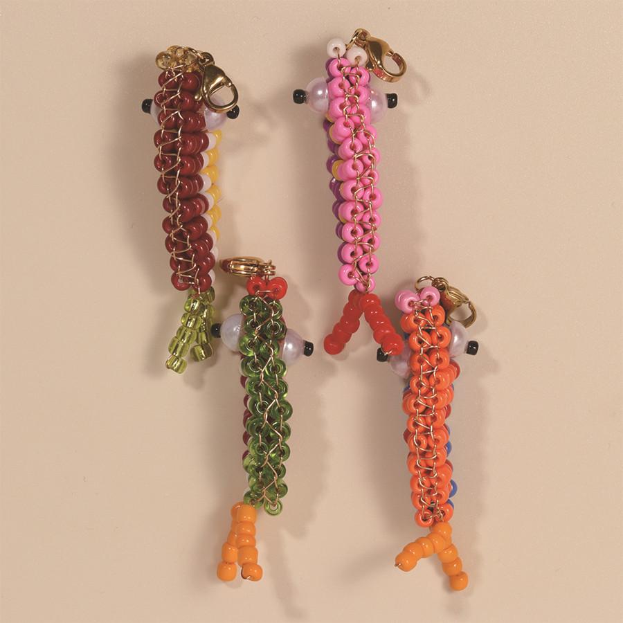 Cute Handmade Bead Fish Backpack Bag Zipper Pendant Hanging Decoration Girls Student Keychain Hangings DIY Accessories Ornaments