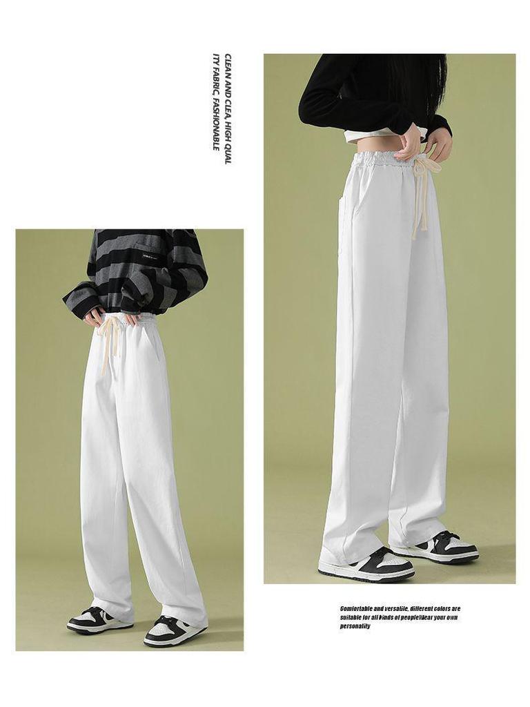 2026 Summer Women's Wide-Leg High-Waisted Loose Suit Pants with Double Buttons and Drawstring - Lightweight and Casual