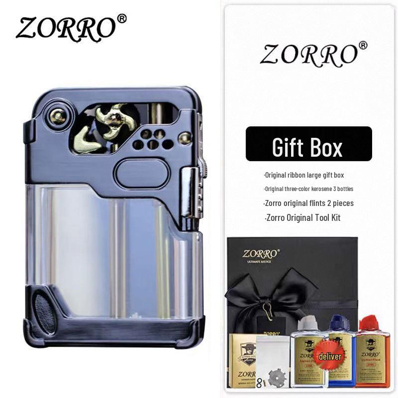 Zorro 786 Cyber Mecha Transparent Oil Tank Semi-automatic Kerosene Lighter