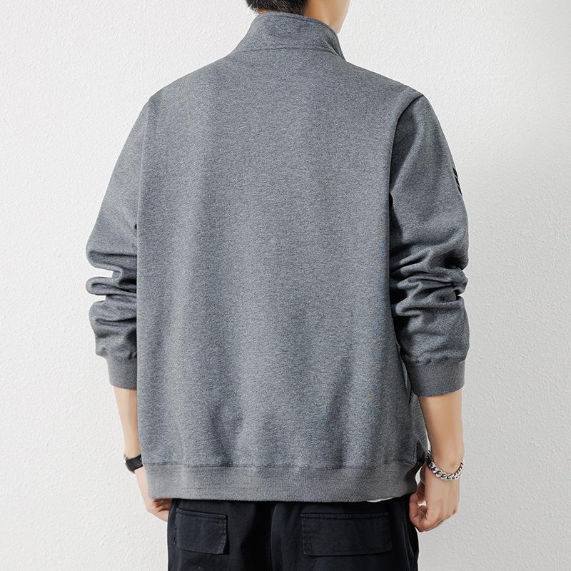 Coat Men's Spring and Autumn New American Trendy Brand Loose Men's Stand-up Neck Sweater Zipper Jacket Cardigan Top