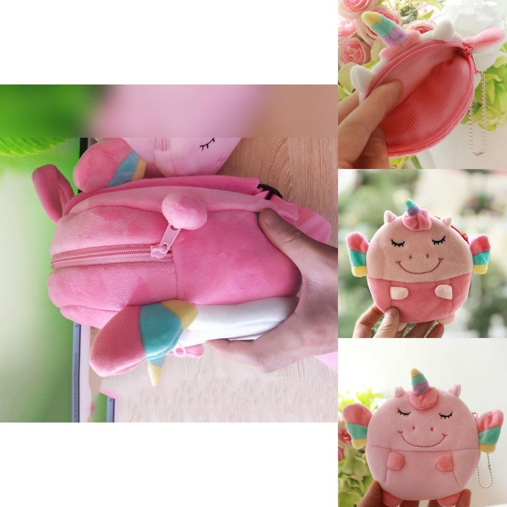 Kawaii Unicorn Plush Backpack For Kids With Soft Mini Coin Purse Pink And White Colors