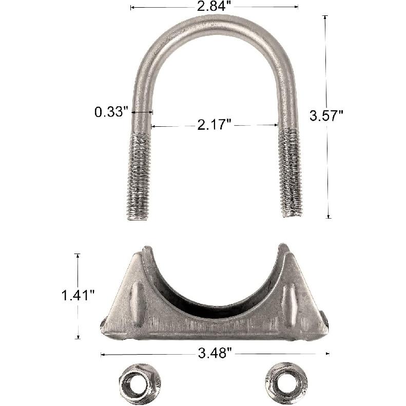 2 Inch Clamps Heavy Duty 2" Stainless Steel U Bolt Muffer Exhaust Clamp Hanger For Pipes (51Mm)