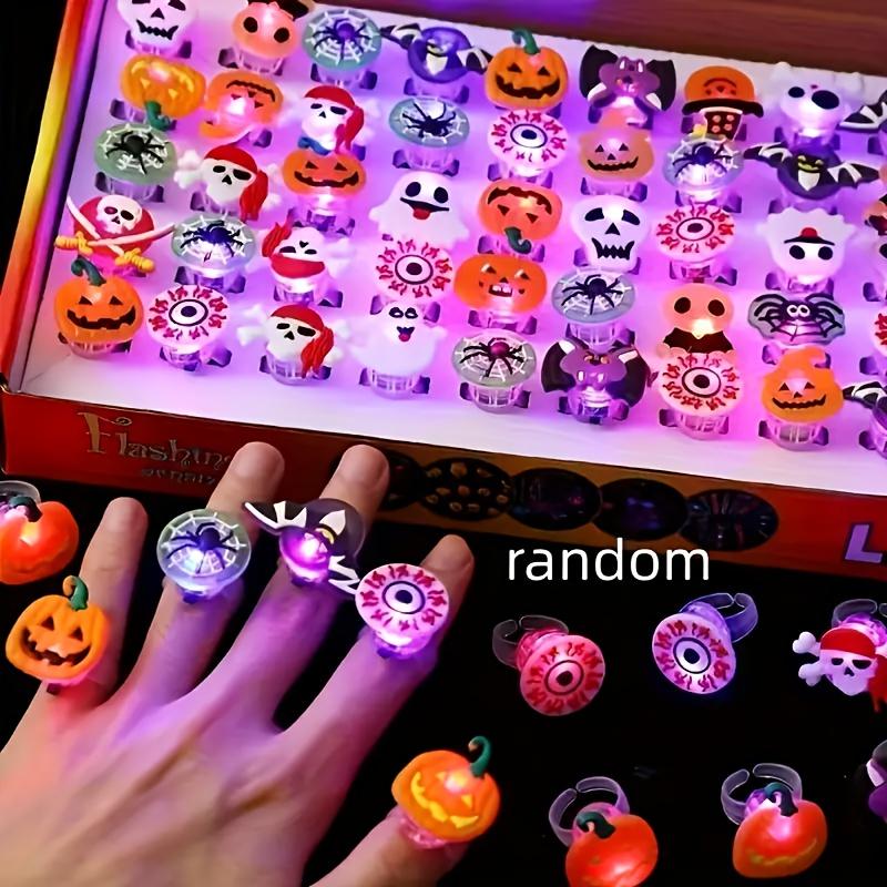 10KS Halloweenský svítící prsten, Halloweenský párty dárek Svítící hračka Svítící prst LED prsten Blikající želé gumový prsten
