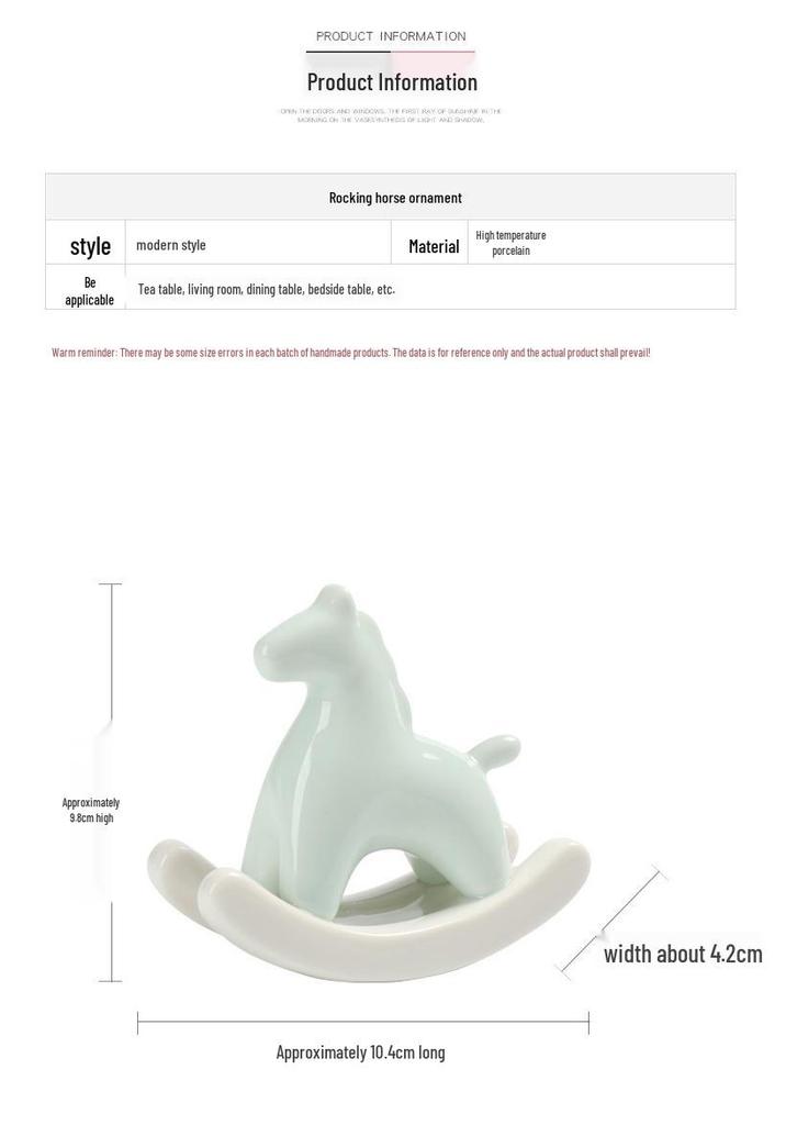 Modern Minimalist Ceramic Rocking Horse Ornament - Cute Green & Pink Tea Pet Decor for Home