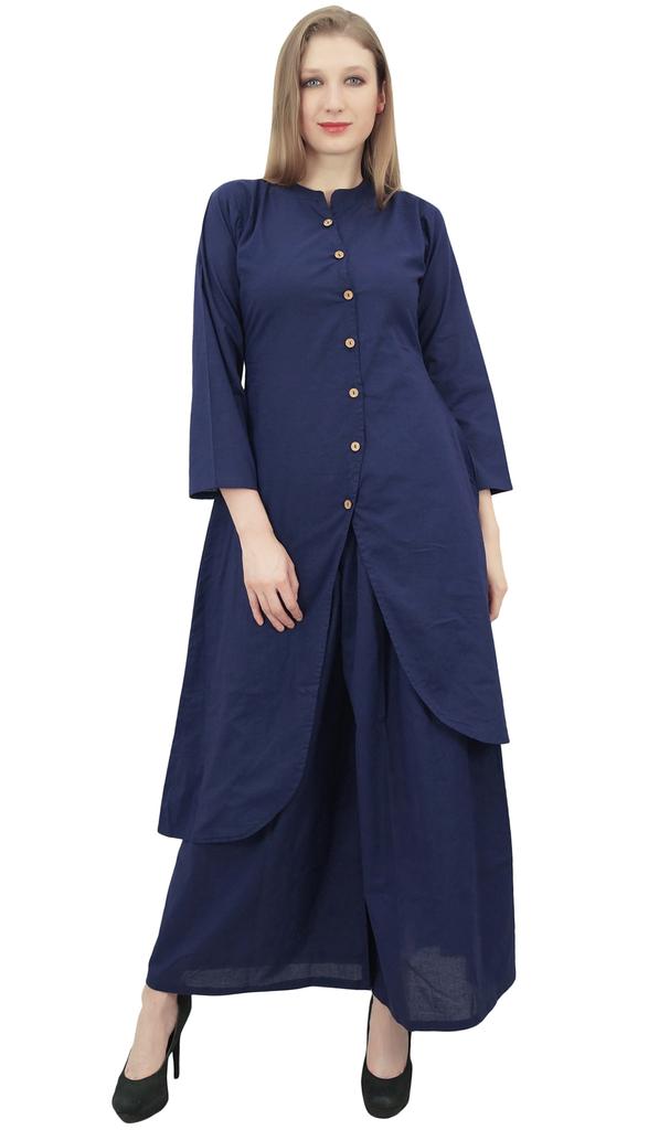 Phagun Asymmetrical Kurta Kurti Solid Beige Indian Clothing With Palazzo
