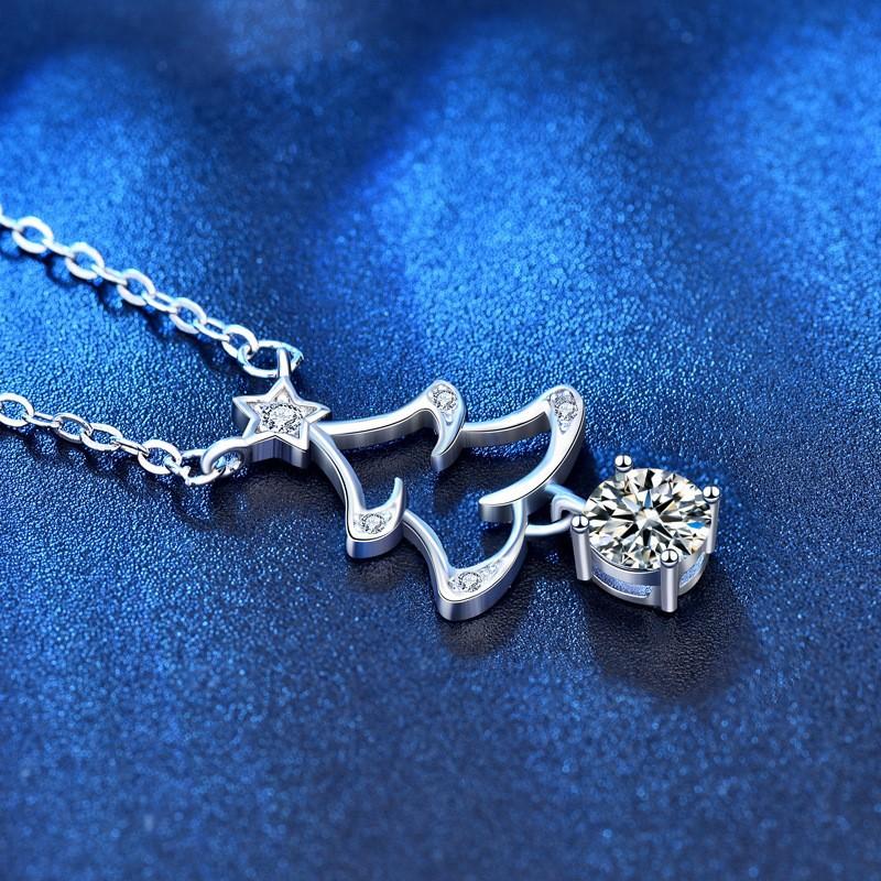 925 sterlingsølv halskjede kvinnelig Mossan diamant krageben anheng jul ny nisje ikke falmer smykker personlighet gaveinnlegg