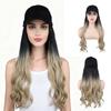 Synthetische Baseballkappe Perückenmütze mit Haarverlängerungen Verstellbar für Damen und Mädchen Wasserwelle 180% Dichte Hitzebeständige Faser